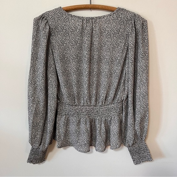 Sienna Sky Peplum Top Size Small Womens Black Cream Animal Print - Picture 8 of 14